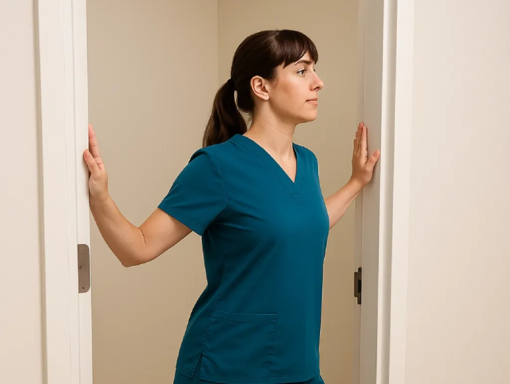 تمرین کشش سینه به کمک درب