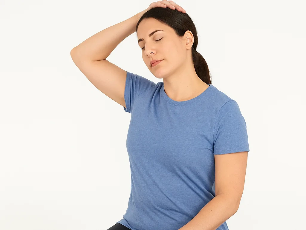 انجام تمرین اصلاحی کشش عضلات گردن